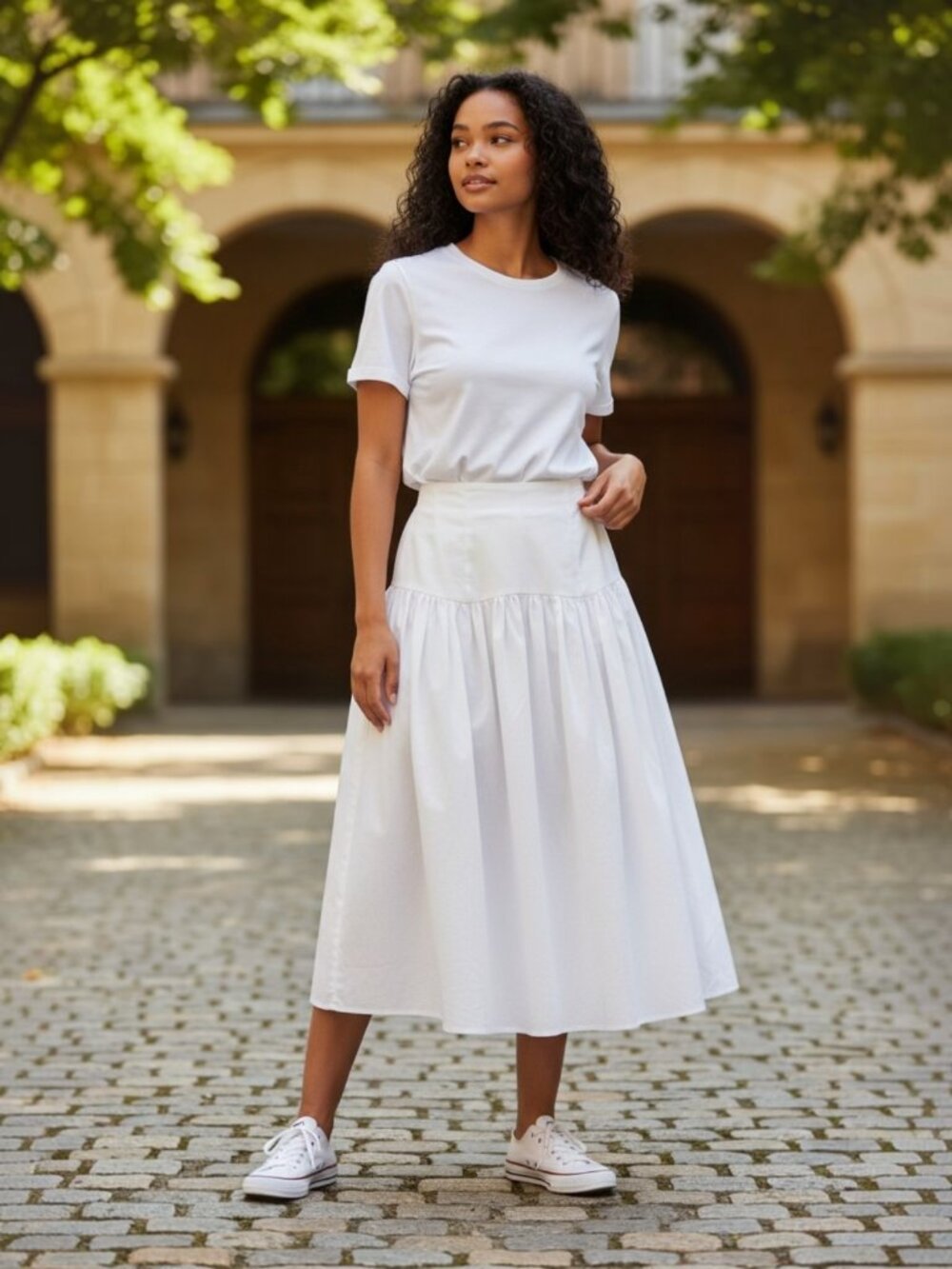 Zemeta Midi Skirt Off White Womens Large